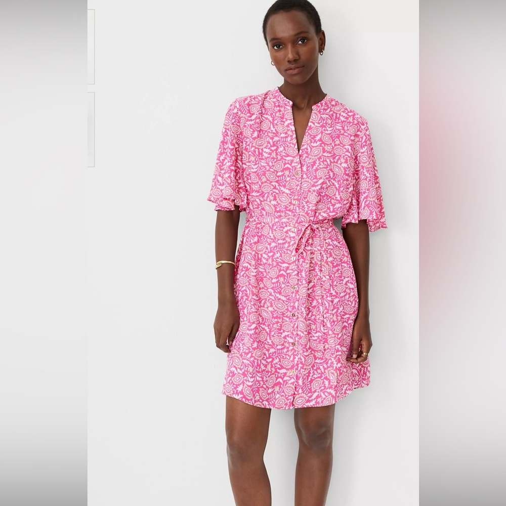 NWT Ann Taylor Split Neck Belted Shift Dress Size L